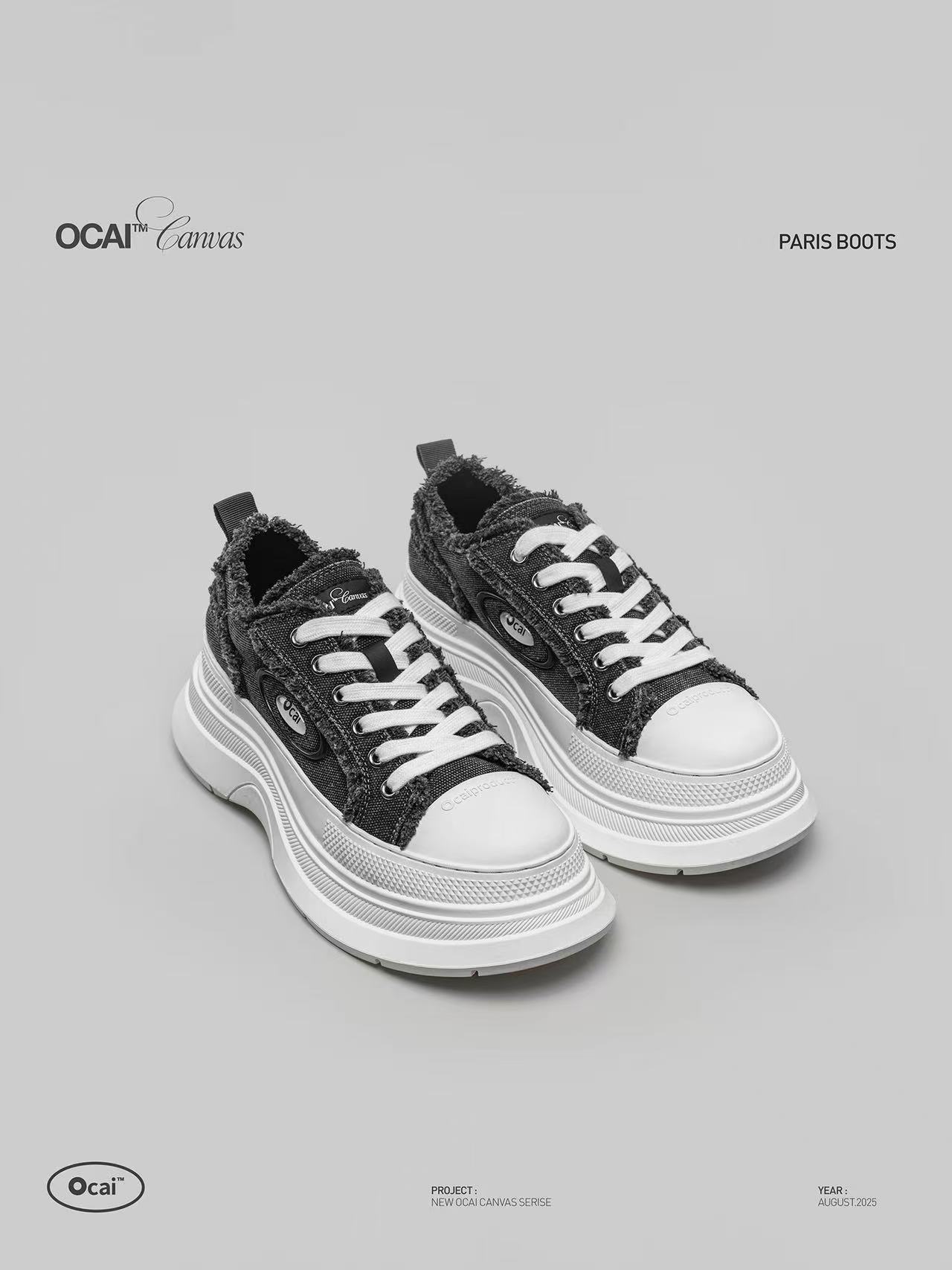 Women's Grey Platform Canvas Shoes Retro Casual High Top Trainers_voghion.com