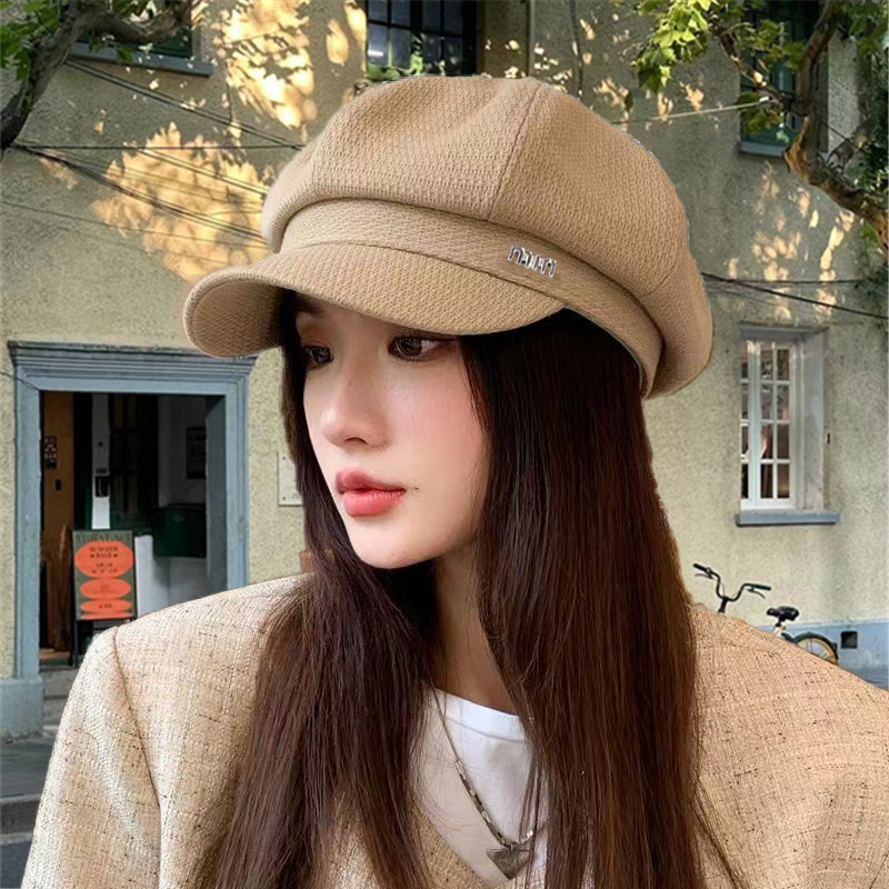 秋冬新款毛呢八角贝雷帽子女网红画家帽鸭舌帽小众潮款百搭显脸小|undefined