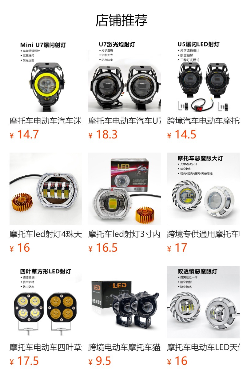 LED Lens Headlight U2 10W Spotlight for Car Motorcycle Modification