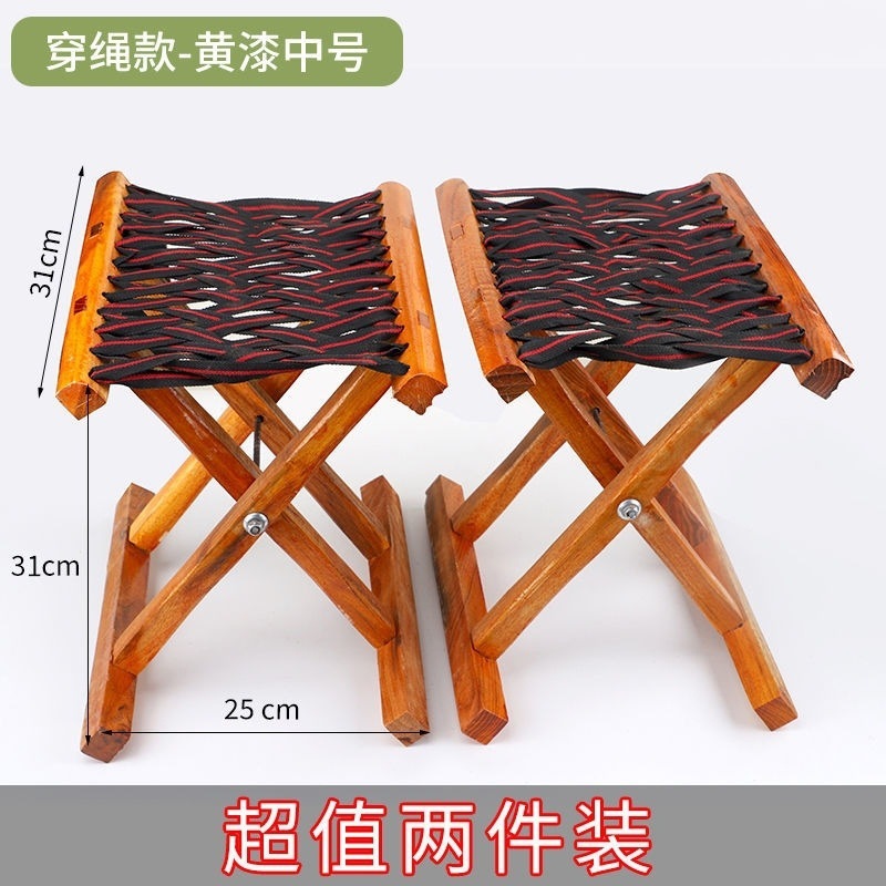 Taburete plegable al aire libre antiguo de madera sólida de madera Maza, taburete de barbacoa para el hogar, taburete de pesca portátil