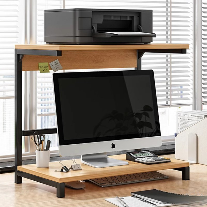 Computer Elevated Monitor with Light, Computer Desk, Desk Shelf, Desk Desktop Storage Printer Storage Rack
