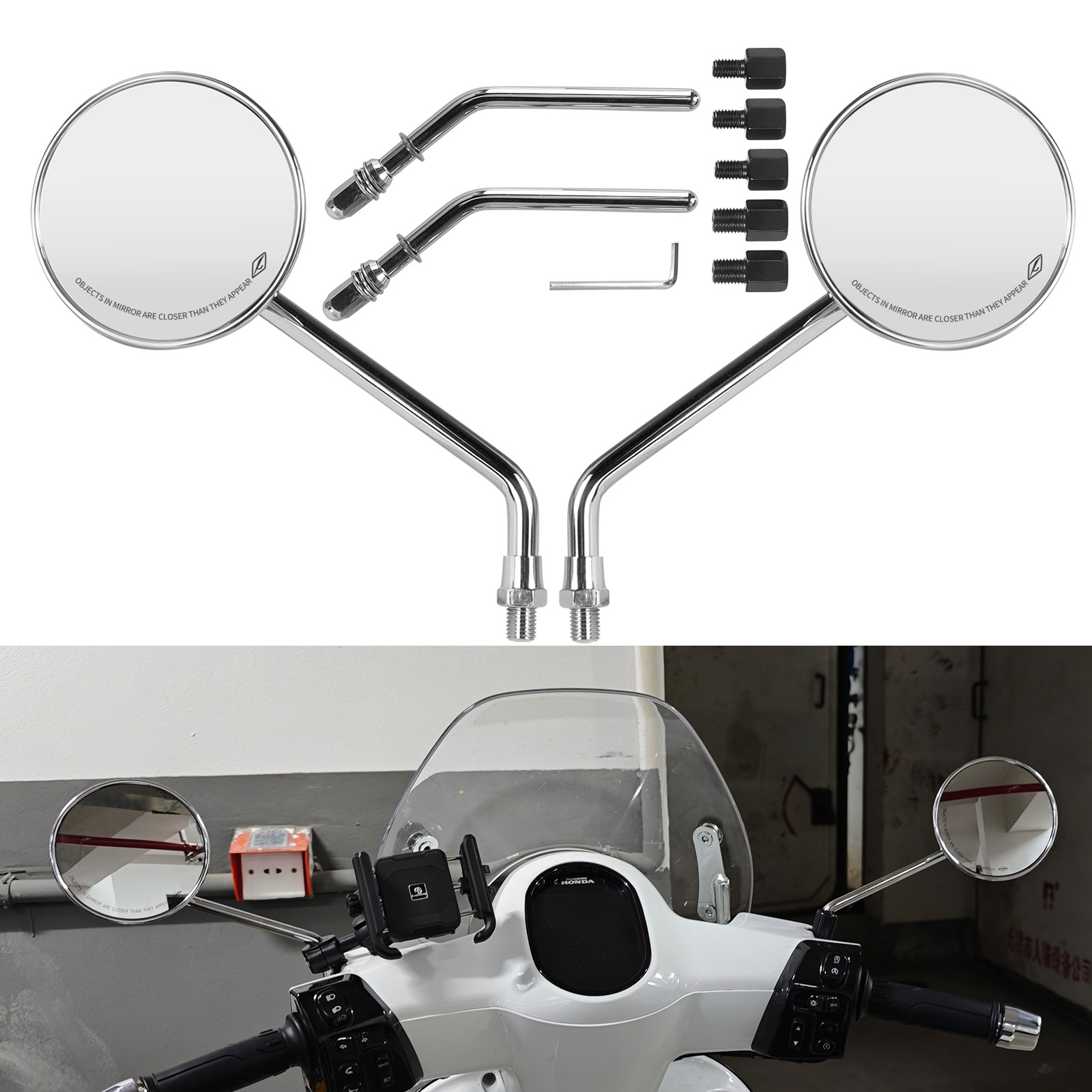 European and American Modified Harley Retro Universal Round Rearview Mirror Motorcycle Huanglong 600 Chunfeng Ktm Prince Rearview Mirror