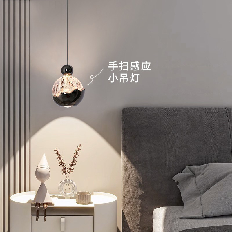 Snow Mountain Bedroom Bedside Chandelier, High-End Light Luxury Hand-Sweep Adjustable Master Bedroom Entrance Decorative Atmosphere Small Pendant Light
