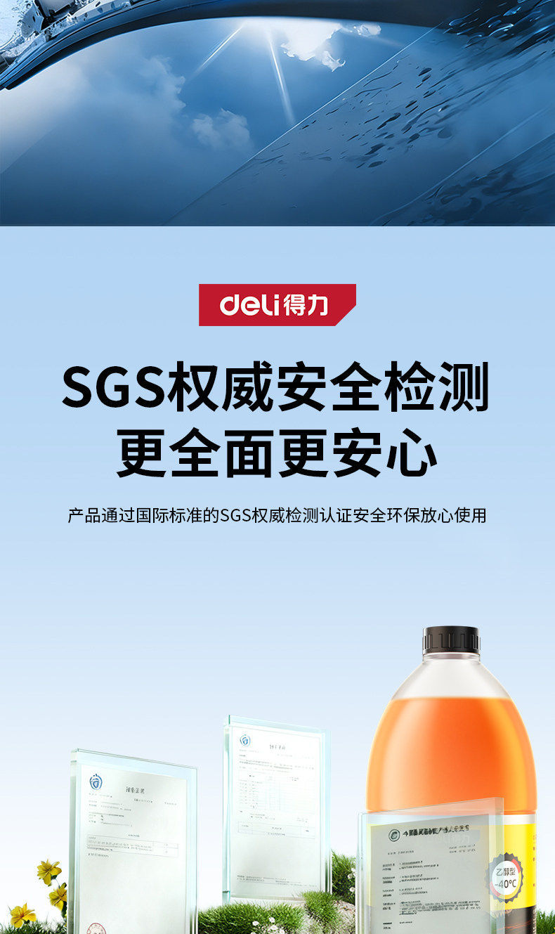 Deli Powerful Glass Cleaner for Cars, Anti-Freeze and Oil Film Remover, Resistant to -40 Degrees ℃ All-Season Wiper Fluid Manufacturer Wholesale