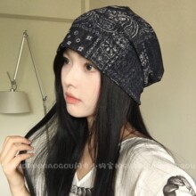 夏日复古扎染堆堆帽2026新款百搭显脸小薄款透气休闲女款包头套头