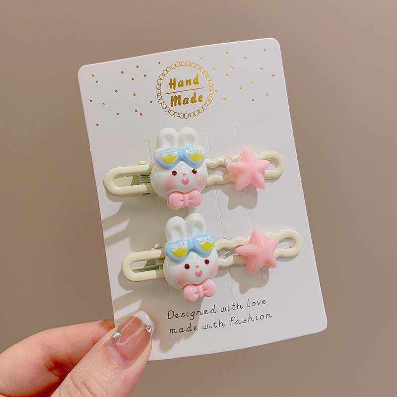 Amor gradiente pinzas de pelo rosa para mujeres verano cabello fruncado pinzas de pelo de frente lindas pinzas de boca de pato pinzas laterales pinzas tocado