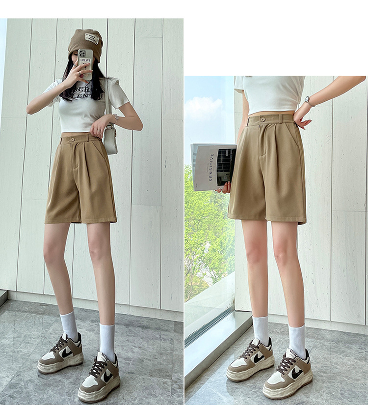 Women's Daily Simple Style Solid Color Shorts Button Wide Leg Pants display picture 9