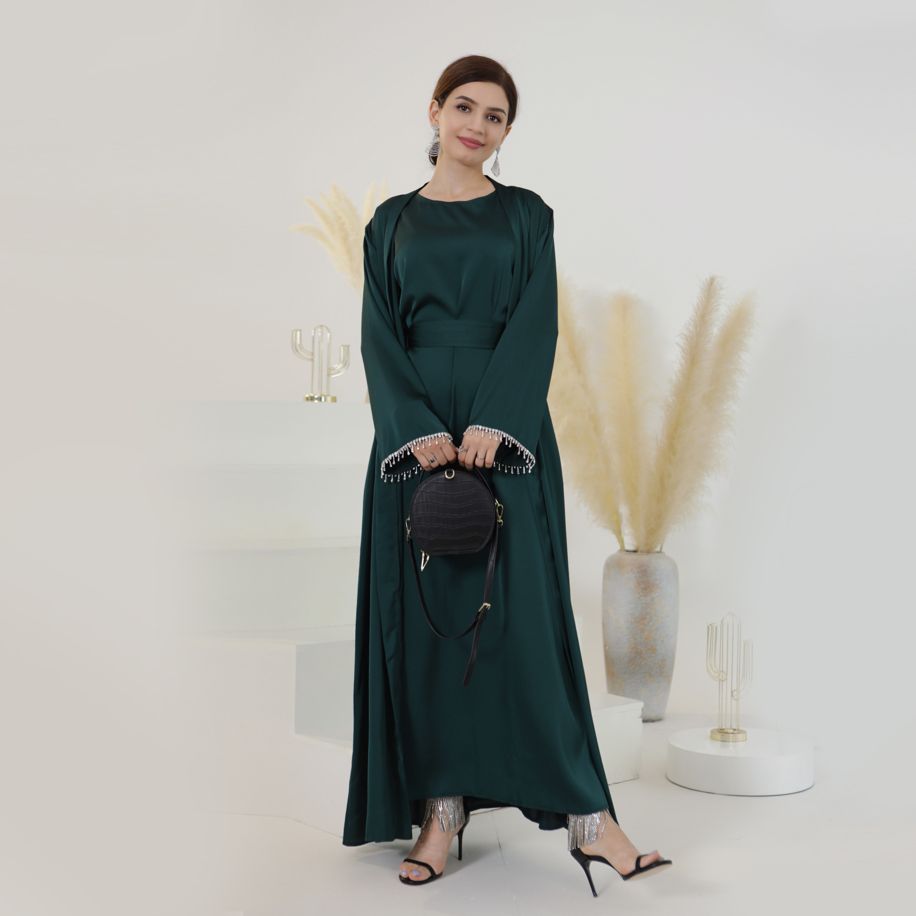 Women's Clothing Spring and Summer Daily Solid Color Beaded Dress_voghion.com