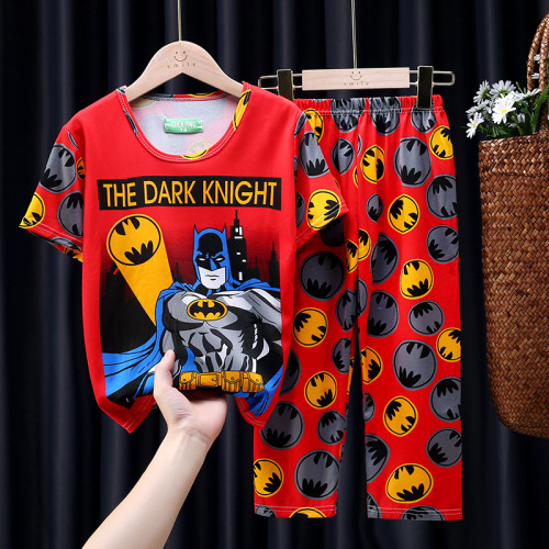Children's sleepwear, unisex summer thin short-sleeved pants for boys and girls, small children's summer sleepwear, air-conditioned home clothes
