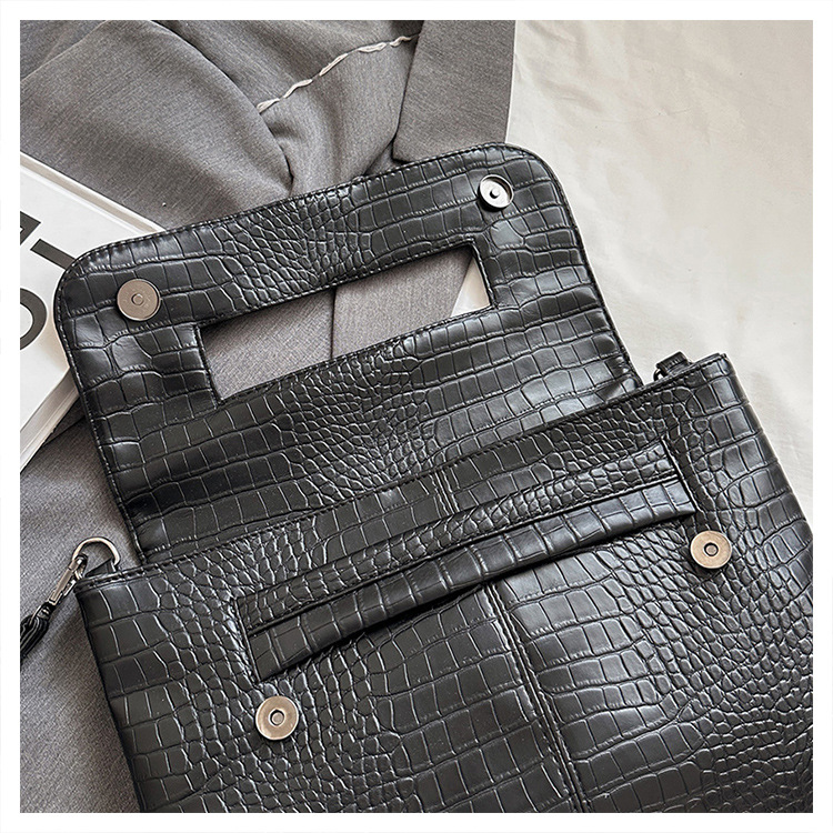 New cross-border foreign trade crocodile pattern strap clutch bag, large-capacity file bag, storage bag, official document bag, crossbody bag undefined