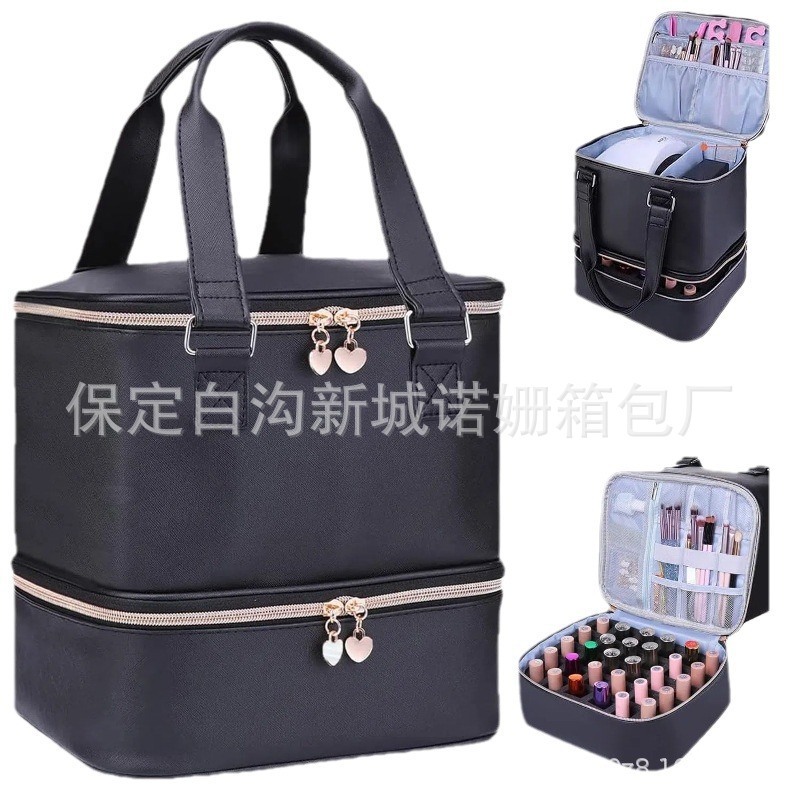 Bolso cosmético transfronterizo de gran capacidad Bolso femenino portátil de PVC de alta calidad Bolso de almacenamiento de esmalte de uñas Bolso de mano para uñas