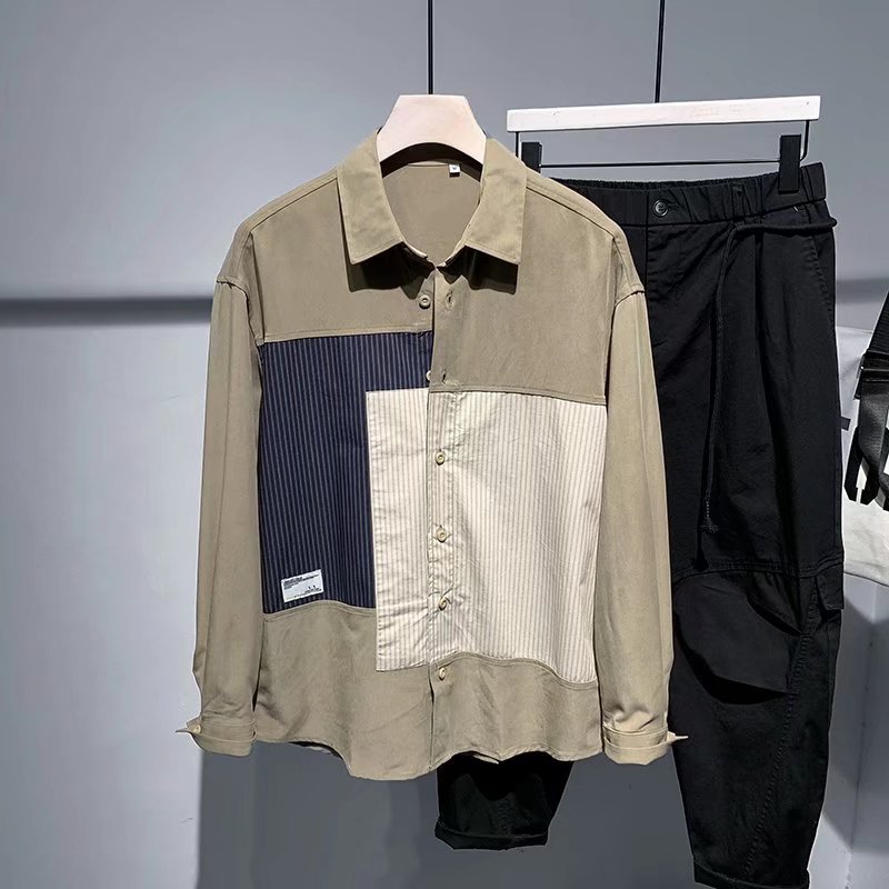 2024 primavera y otoño nuevo estilo camisa hombre tendencia suelta casual tendencia salvaje joven hermosa camisa chaqueta negra hombre