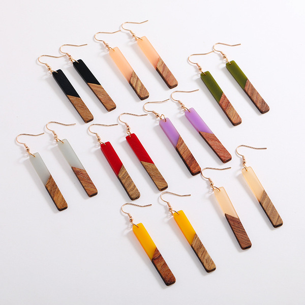 fashionable universal wooden creative rectangular earrings