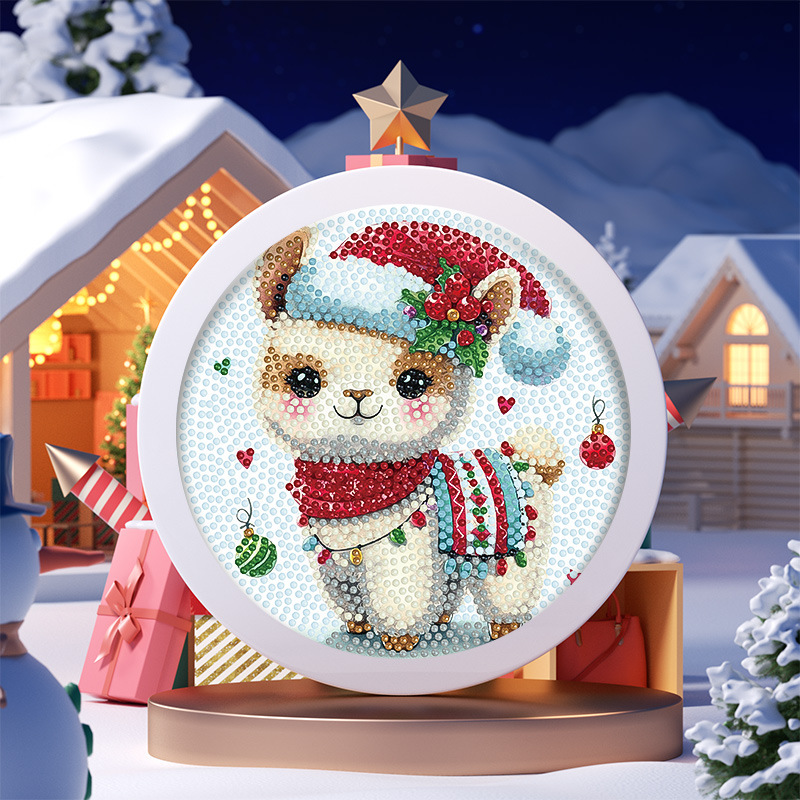 Pintura de Diamantes Navideña Transfronteriza con Marco, Pintura de Diamantes 5D con Pegamento de Puntos, Pintura de Diamantes Hecha a Mano para Niños, Regalo de Año Nuevo