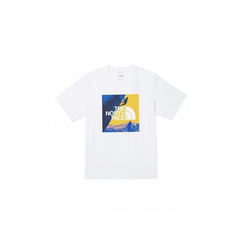 NTノースフェイスの純綿Tシャツの正しいバージョン、男性と女性用、カップル向けの同じスタイル、トレンディなプリント、幅広で多用途、カジュアル半袖|undefined