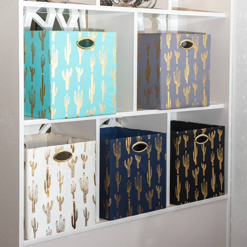 新款可加盖收纳箱可折叠布艺储物箱可水洗棉麻收纳箱衣物收纳盒子