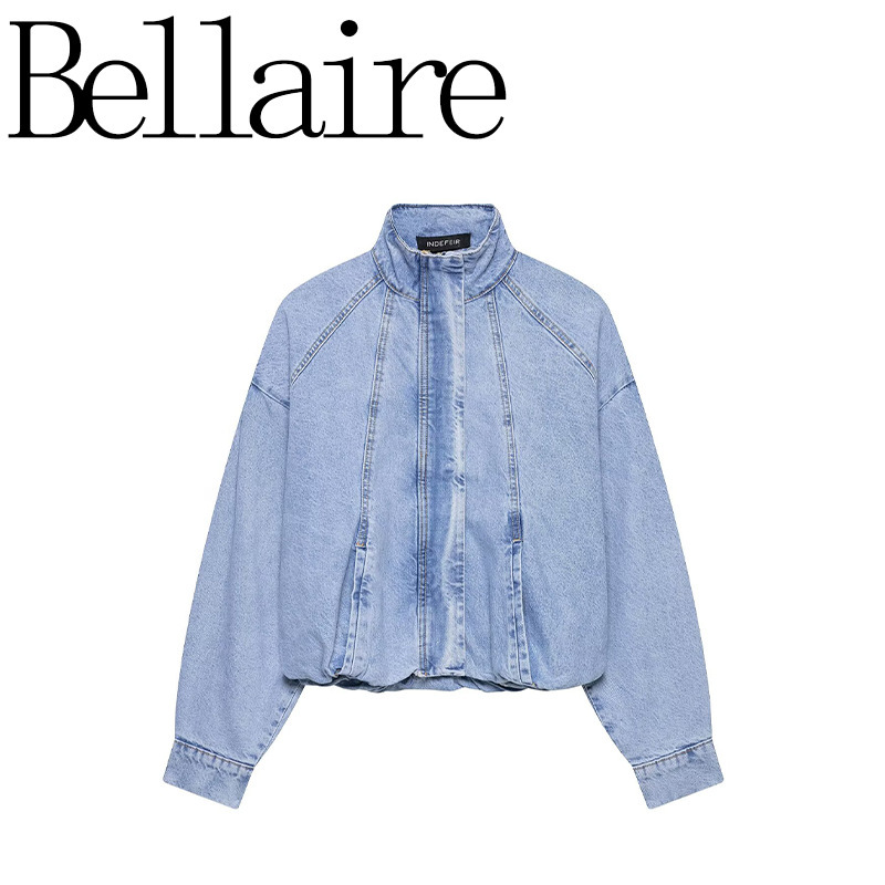 Za Foreign Trade Wholesale European and American Style French Women's Fashion Stand Collar Denim Pilot Jacket 0108030