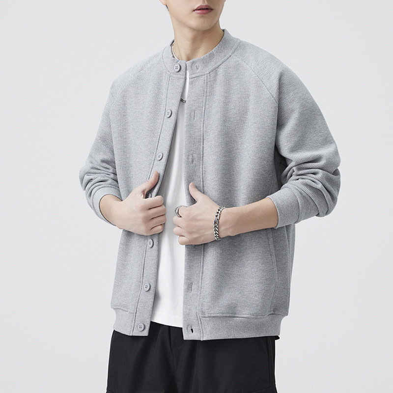 High-end American retro long-sleeve cardigan sweatshirt for men, spring and autumn trendy brand loose casual versatile stand-up collar jacket High-end American retro long-sleeve cardigan sweatshirt for men, spring and autumn trendy brand loose casual versatile stand-up collar jacket