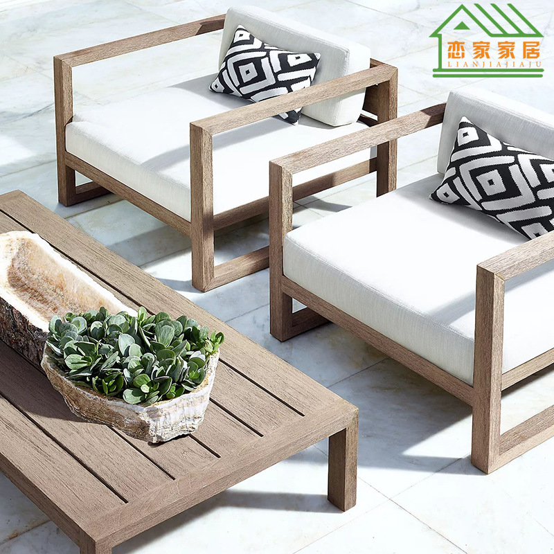 Al Aire Libre sofá de madera maciza balcón al jardín patio teca muebles Hotel Villa ratán tejido nórdico ocio Mesa café