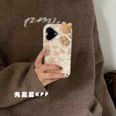 奶油软萌碎花立体小兔13适用iPhone16promax苹果15手机壳17新款14