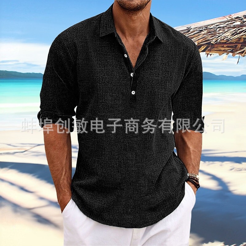Cross-border new European and American men's new pullover shirt youth fashion loose long sleeve home casual shirt Cross-border new European and American men's new pullover shirt youth fashion loose long sleeve home casual shirt