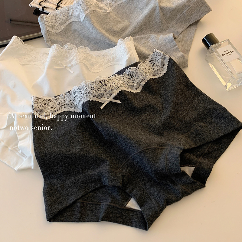 Japanese Style Extended Crotch Boxer Mid-High Waist Pure Cotton Lace Panties Women's Hip-Covering Women's Seamless 2025 New Style