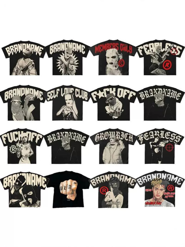 Cross Border T-Shirt Y2K Style Men's Hip Hop Special Graphic Large Edition Printed Punk Short Sleeve Casual T-Shirt