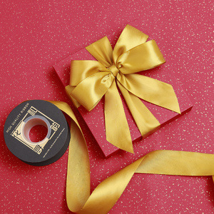 2,5 cm Año Nuevo Festival embalaje cinta de regalo embalaje bronceado cinta de poliéster DIY flor embalaje cinta de Año Nuevo