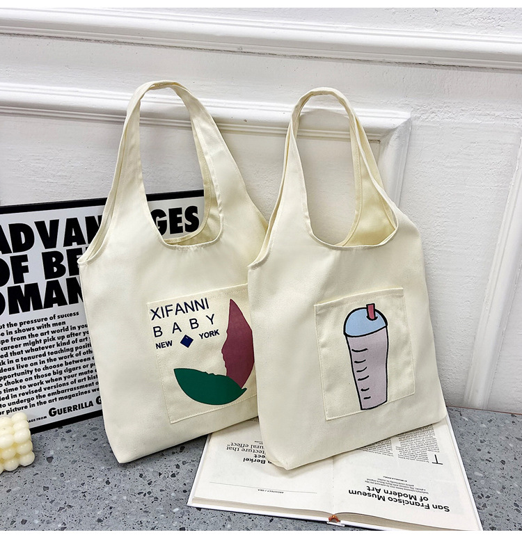 Wholesale vest canvas bags, large capacity o creative large capacity shopping bags, hand-held canvas tote bags undefined