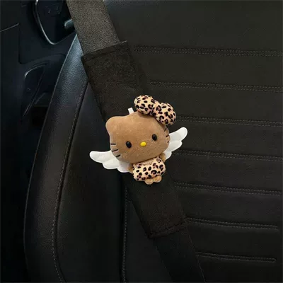 for men and women couples – Seat belt shoulder pad - angel-wings-leopard-print-beanie-eyes-kt-standard