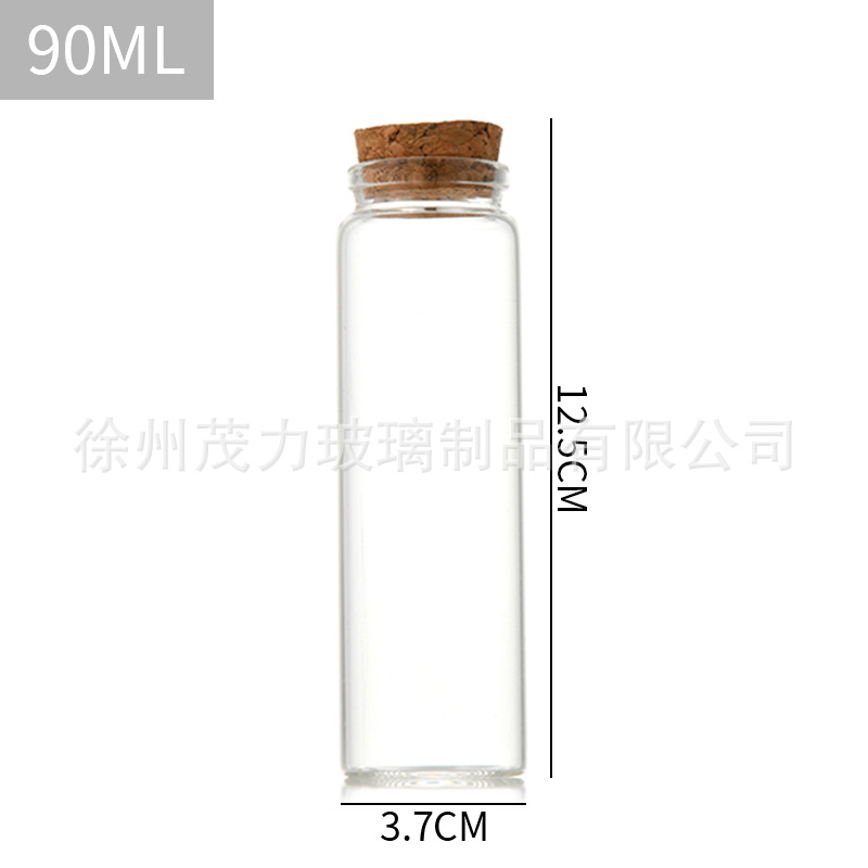 En stock 37mm botella de vidrio transparente botella de tubo de corcho botella de vidrio del arco iris que deseen botella de deriva Cordyceps cápsula botella pequeña
