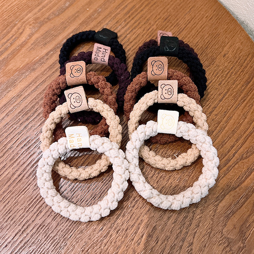 Small rubber band, plush ball head, small intestine hair ring, simple rubber band, women's hair tie, high elastic bear, versatile headband