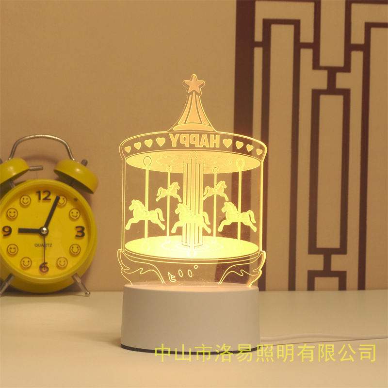 3D lámpara de noche acrílica atmósfera regalos de cabecera atmósfera lámpara de evento regalos al por mayor DIY lámpara de escritorio ideas de Navidad