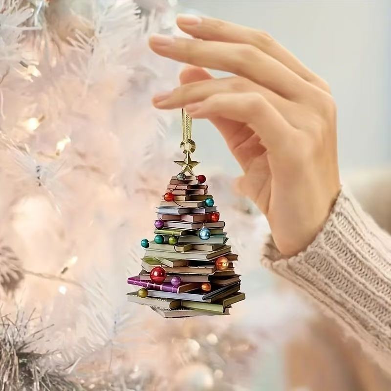 Nuevos productos transfronterizos creativos libros de navidad colgantes de automóviles decoración acrílica navideña decoraciones para el hogar