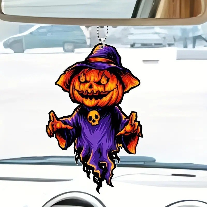 Halloween fantasma calabaza colgante transfronterizo nuevo acrílico coche colgante plano interior interior espejo retrovisor decoración