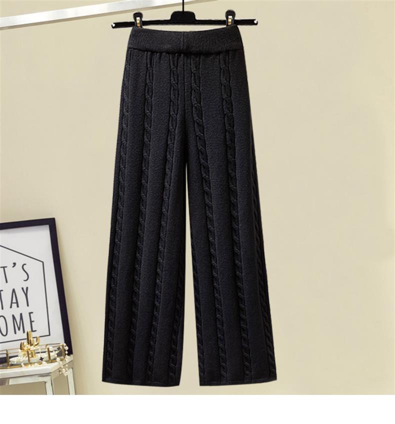 Women's Clothing Autumn and winter three piece suit for women, designer sweater, thickened slim vest coat, high waist, wide leg casual pants_voghion.com