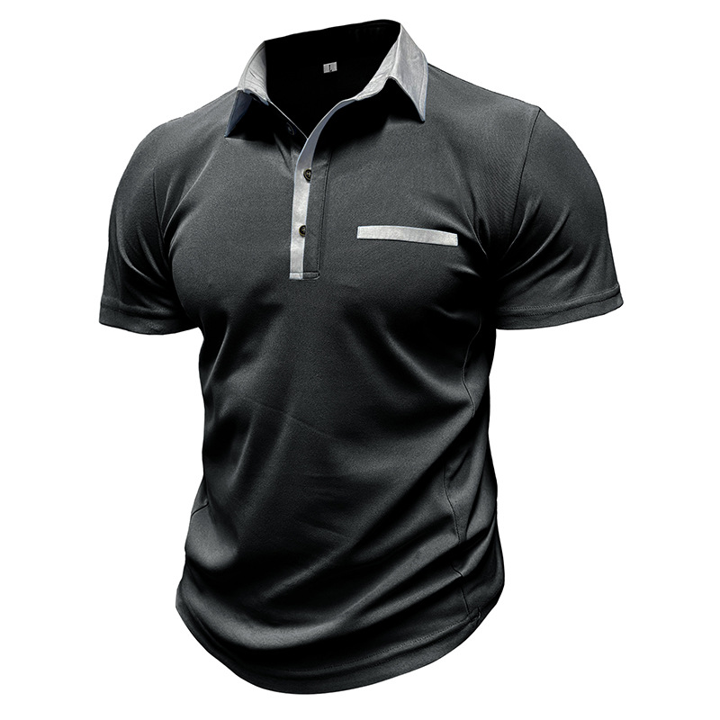 2024 Summer Polo Collar Colored Short sleeved Shirt for Men's Casual Top_vogarts.com
