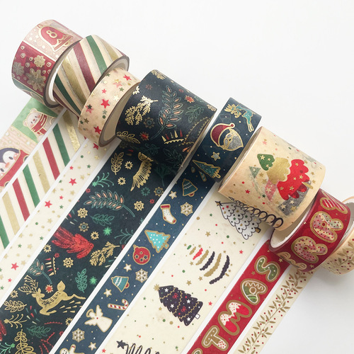 Christmas hot stamping washi tape 8 pieces of hand ledger tape creative decoration material hand ledger tape Christmas gift
