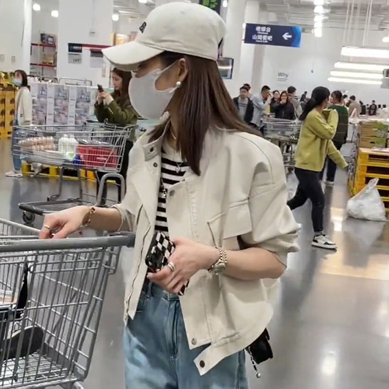 New Spring Jacket for Women, Casual Small Leather Jacket, Loose Fit, Slimming Pu Leather Biker Jacket, Fashionable Short Jacket