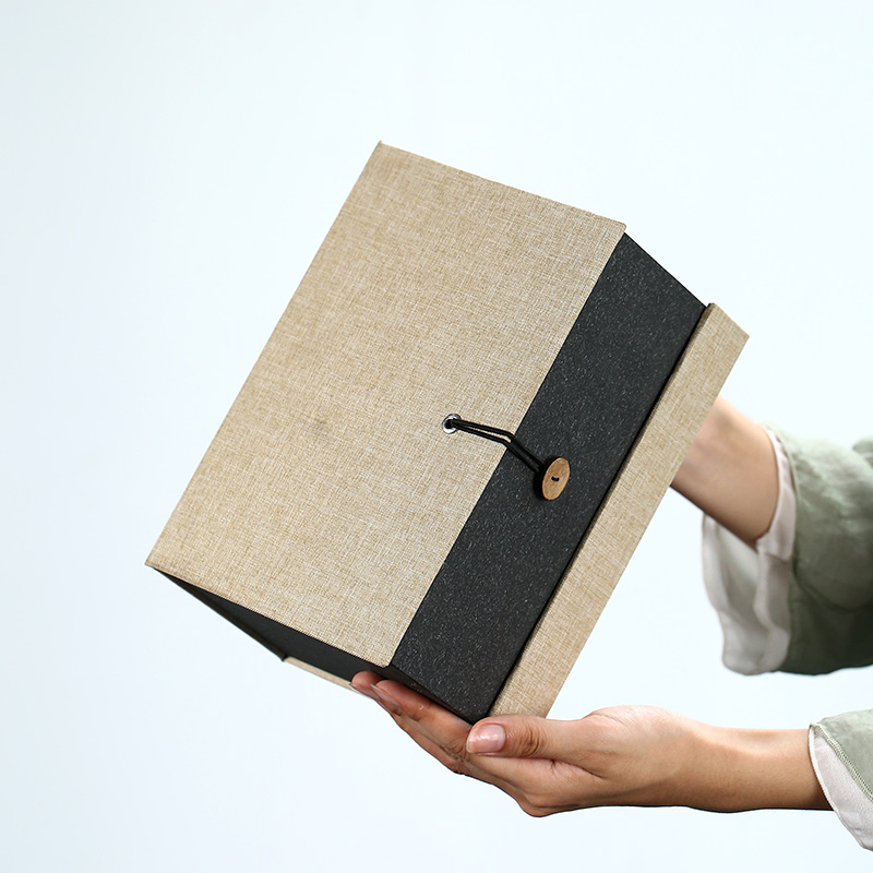 Botón de lino, caja de regalo rectangular, taza de té, caja de regalo de porcelana antigua