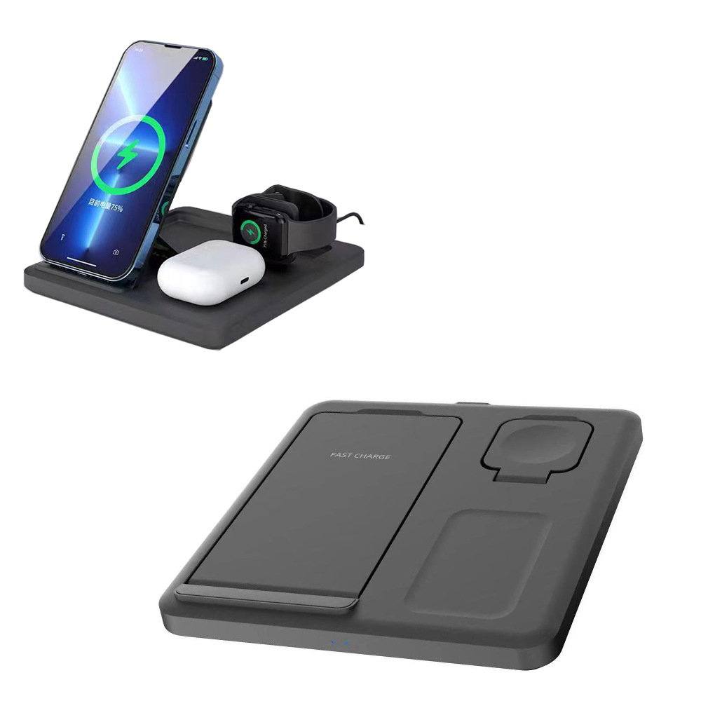 Foldable three-in-one wireless charger 15W fast charging headset watch 3 in 1 charging wireless charging mobile phone holder