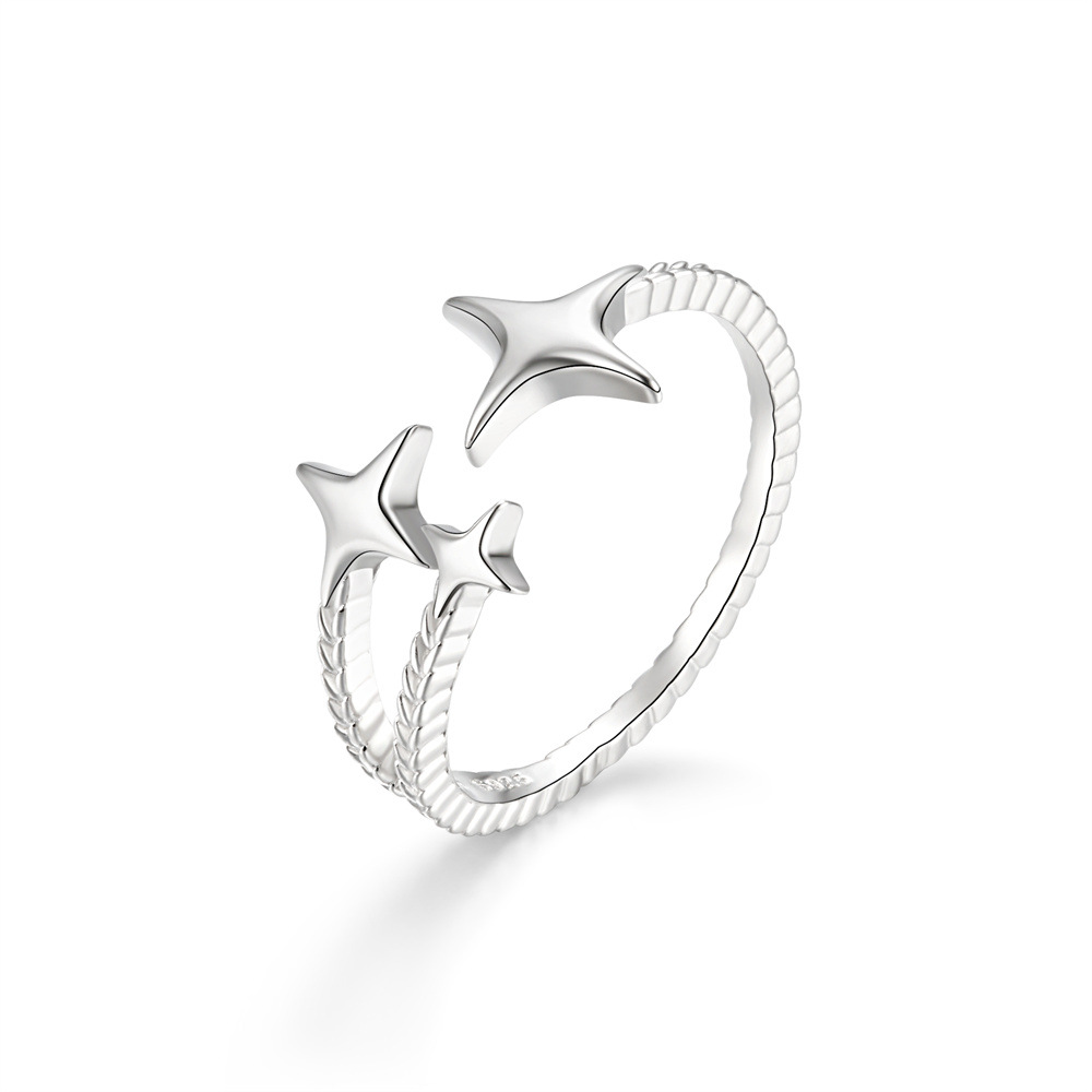 5g Weight Zircon Inlay Material Open Rings Classification Adjustable Ring Size 1 Piece Quantity Holiday, Daily Occasion 925 Sterling Silver Material Geometric Pattern Women's Gender Plating, Inlay Design Sweet Style 925 Sterling Silver Zircon Geometric Open Rings 44