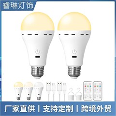 亚马逊壁灯光源USB充电灯泡E26灯头三色RGB调光定时电池供电球泡