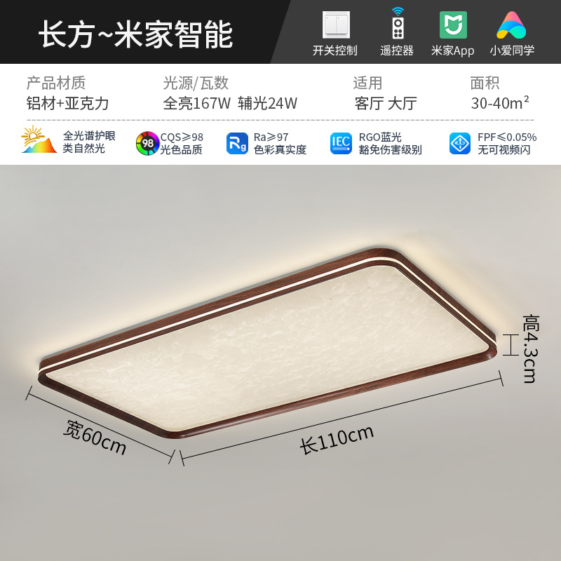 Luz de sala de estar de espectro completo rectangular 110 * 60cm - soporte para el control de los compañeros de clase