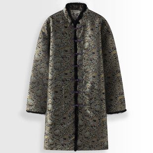 Xuansheng Winter Men's Mid-Length Tang Suit Men's Thickeneded Stand-Up Collar Cotton Outwear Chinese Style Winter Clothing Retro Buckle Cotton