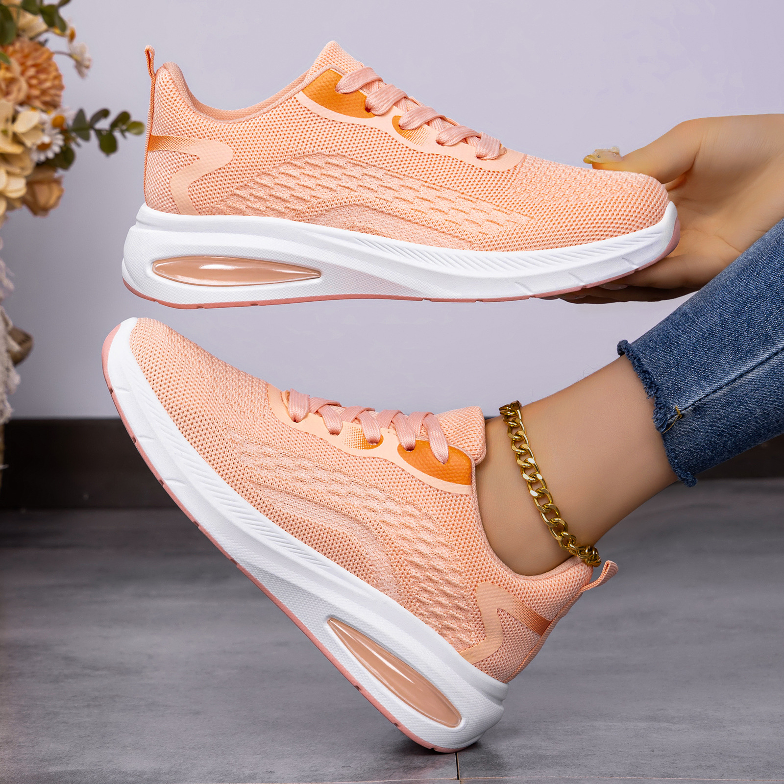 Zapatos de primavera para mujeres zapatos casuales al aire libre zapatos deportivos ligeros transfronterizos textiles transpirables zapatos de mujer zapatos de red