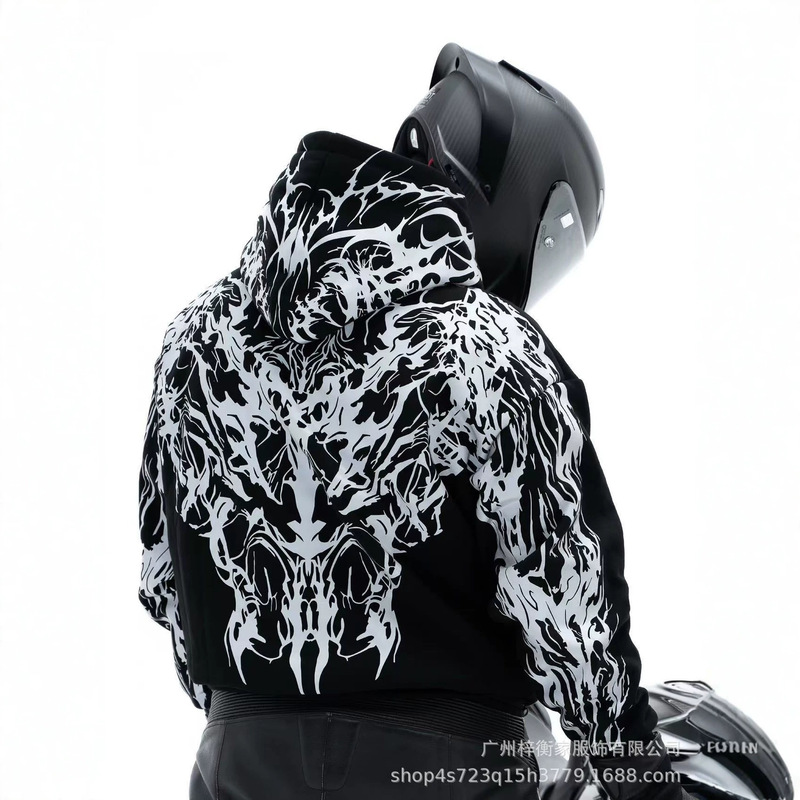 Cross-border European and American TK Amazon front pocket hooded sweatshirt, new loose fashion unisex sweatshirt with night vision reflective lettering