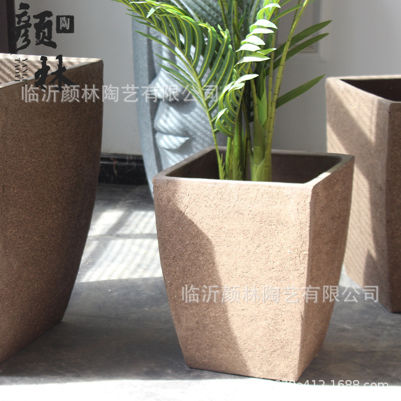 Cuadrado cerrado fondo maceta de cerámica gruesa maceta de paisaje de gran tamaño maceta de árboles de plantación maceta de árboles de semillas espesar maceta de arena violeta transpirable