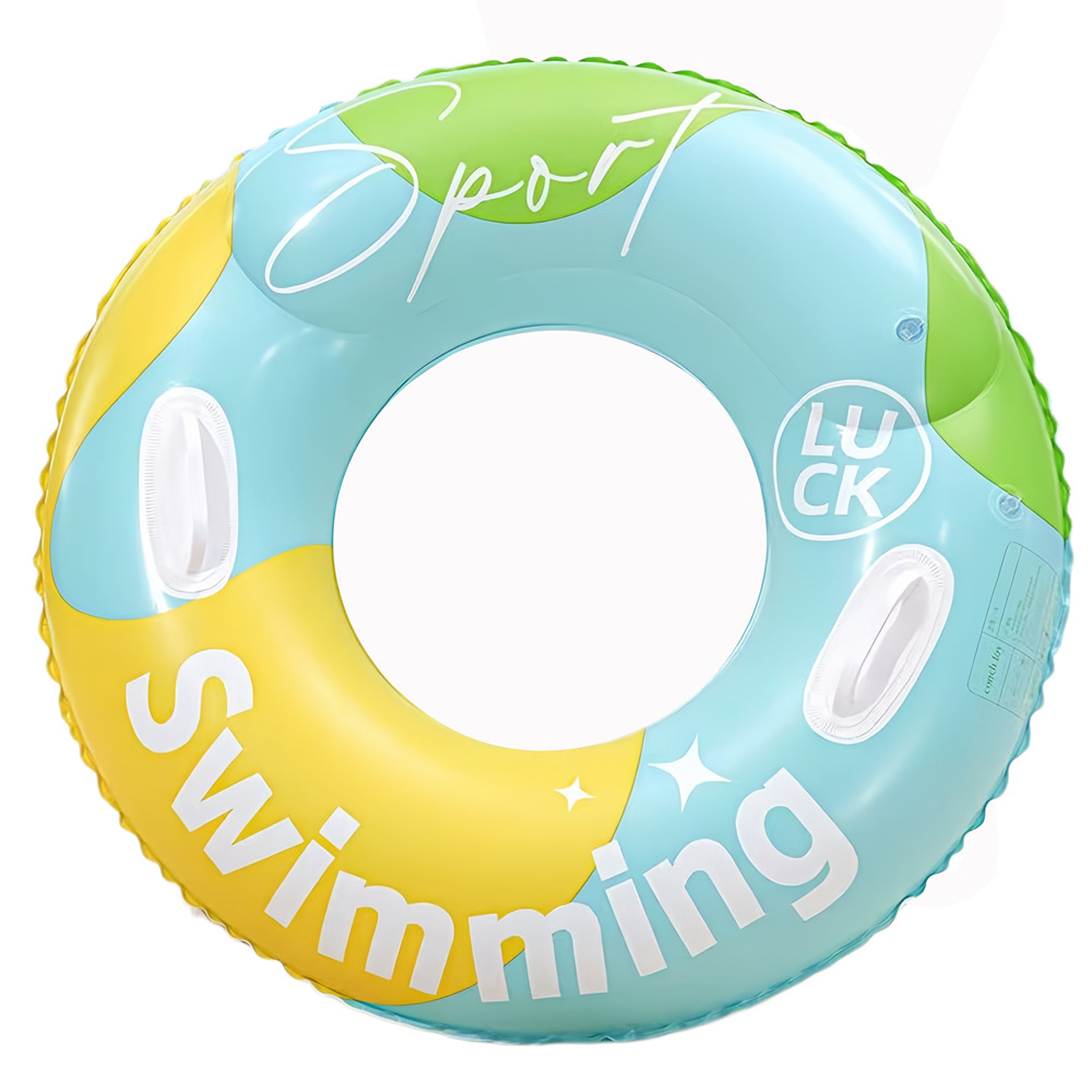 Transfronterizos ampliados con mango de barco de anclaje arco iris anillo de natación para adultos anillo de natación infláble arco iris de gran tamaño para hombres y mujeres