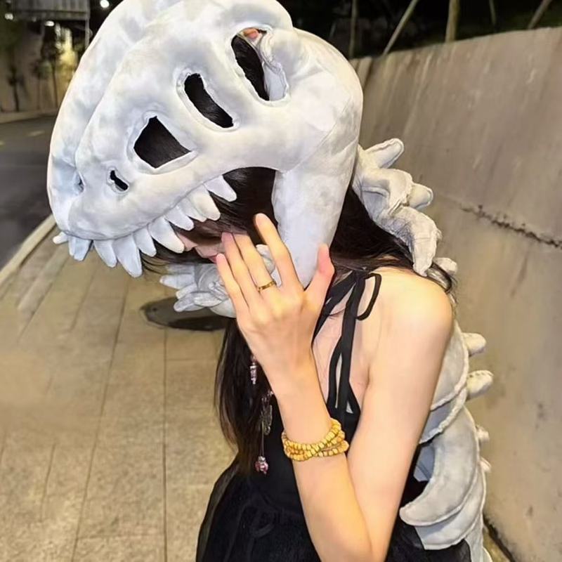 鹿晗同款中华恐龙骨架头套毛绒玩具cosplay服饰道具恐龙骨骼玩偶|undefined